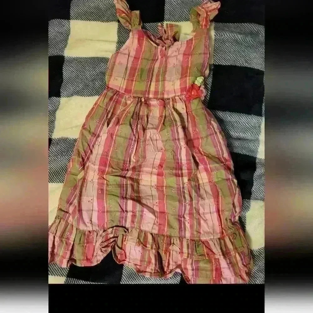 Blueberi Boulevard Girls Pink And Green Summer Sleeveless Dress Size 5